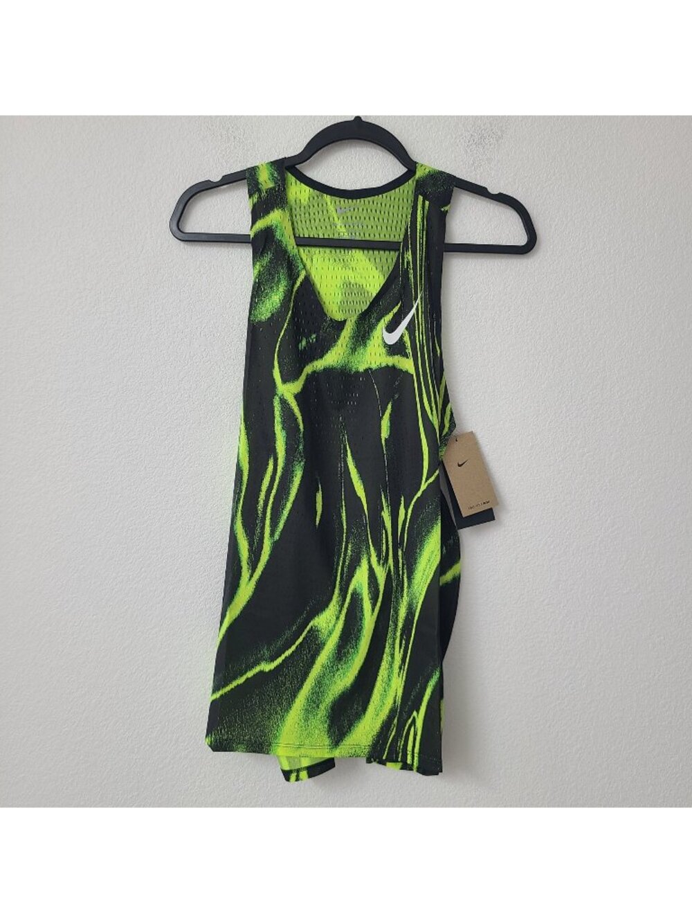 Nike Dri-Fit ADV Running Singlet Tank HV2643-702 Size L Black Green